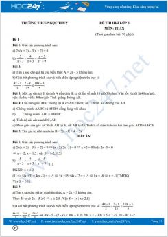 Bộ 5 đề thi HK2 môn Toán lớp 8 có đáp án Trường THCS Ngọc Thuỵ