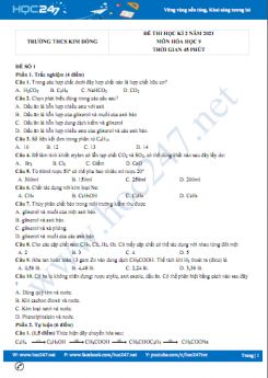 Bộ 5 đề thi HK2 môn Hóa học 9 có đáp án năm 2021 Trường THCS Kim Đồng