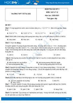 Bộ 5 đề thi HK2 môn Vật Lý 12 năm 2021 có đáp án Trường THPT Võ Thị Sáu