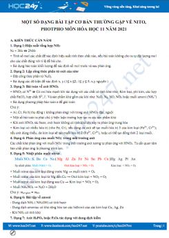 Một số dạng bài tập cơ bản thường gặp về nito, photpho môn Hóa học 11 năm 2021
