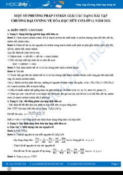 Một số phương pháp cơ bản giải các dạng bài tập chương đại cương về Hóa học hữu cơ lớp 11 năm 2021