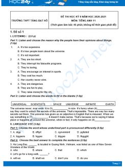 Bộ 5 đề thi HK2 môn Tiếng Anh 11 có đáp án năm 2021 Trường THPT Tăng Bạt Hổ