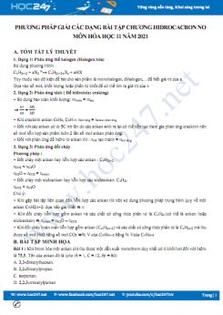 Phương pháp giải các dạng bài tập chương Hidrocacbon no môn Hóa học 11 năm 2021