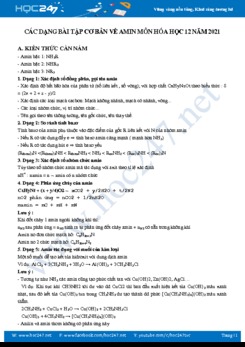 Các dạng bài tập cơ bản về Amin môn Hóa học 12 năm 2021