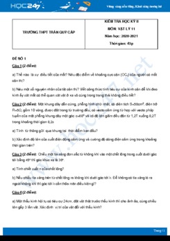 Bộ 5 đề thi HK2 môn Vật Lý 11 năm 2021 có đáp án Trường THPT Trần Quý Cáp