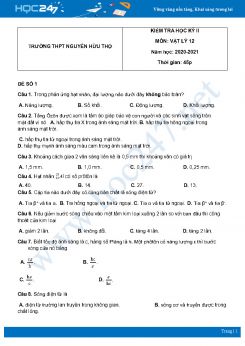 Bộ 5 đề thi HK2 môn Vật Lý 12 năm 2021 có đáp án Trường THPT Nguyễn Hữu Thọ