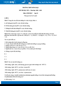 Bộ 5 đề thi HK2 môn Sinh học 10 năm 2021 - Trường THPT Đồng Đậu có đáp án