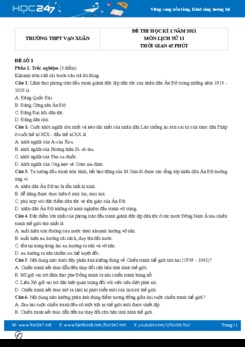 Bộ 5 đề thi HK2 môn Lịch Sử 11 năm 2021 có đáp án Trường THPT Vạn Xuân