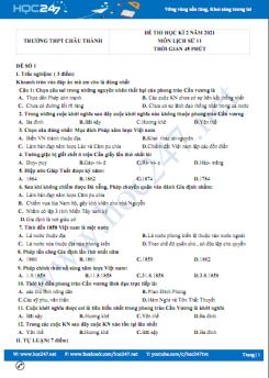 Bộ 5 đề thi HK2 môn Lịch Sử 11 năm 2021 có đáp án Trường THPT Châu Thành