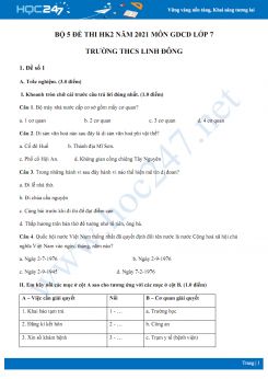 Bộ 5 đề thi HK2 năm 2021 môn GDCD lớp 7 Trường THCS Linh Đông