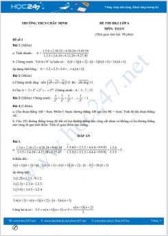 Bộ 5 đề thi HK2 môn Toán lớp 6 có đáp án Trường THCS Châu Minh