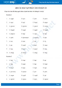 400 câu bài tập phát âm có đáp án