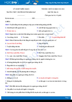 Bộ 5 đề thi HK2 môn Địa lí 10 năm 2021 - Trường THPT Huỳnh Mẫn Đạt có đáp án