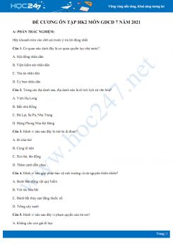 Đề cương ôn tập HK2 môn GDCD 7 năm 2021
