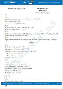 Bộ 5 đề thi HK2 môn Toán 6 có đáp án trường THCS Đức Thắng