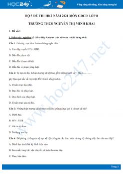 Bộ 5 đề thi HK2 năm 2021 môn GDCD lớp 8 Trường THCS Nguyễn Thị Minh Khai