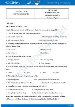 Bộ 5 Đề thi HK2 môn Công Nghệ 9 năm 2021 Trường THCS Nguyễn Đình Chiểu có đáp án