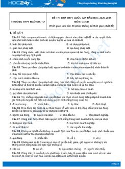 Bộ 5 đề thi thử THPT QG năm 2021 môn GDCD Trường THPT Ngô Gia Tự