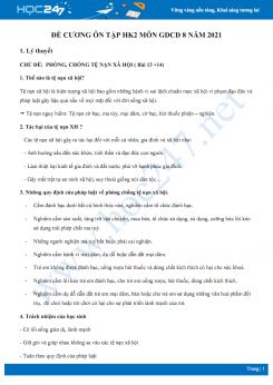 Đề cương ôn tập HK2 môn GDCD 8 năm 2021