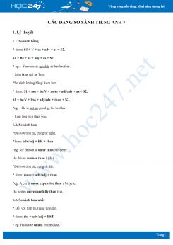 Các dạng so sánh Tiếng Anh 7
