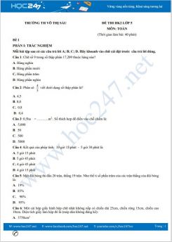 Bộ 5 đề thi HK2 môn Toán 5 có đáp án trường TH Võ Thị Sáu