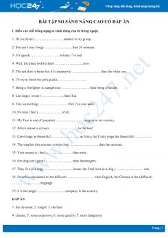 Bài tập so sánh nâng cao có đáp án