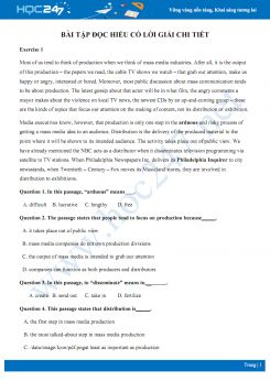 Bài tập đọc hiểu có lời giải chi tiết