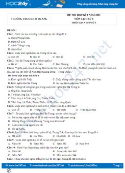 Bộ 5 đề thi HK2 môn Lịch Sử 6 năm 2021 có đáp án Trường THCS Khai Quang