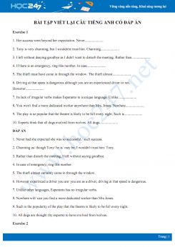 Bài tập viết lại câu Tiếng Anh 9 có đáp án