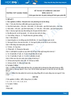 Bộ 5 đề thi HK2 môn GDCD 10 có đáp án năm 2021 Trường THPT Quang Trung