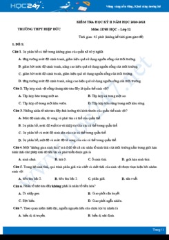 Bộ 5 đề thi HK2 môn Sinh học 12 năm 2021 - Trường THPT Hiệp Đức có đáp án