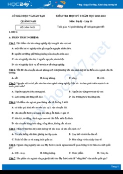 Bộ 5 đề thi HK2 môn Địa lí 10 năm 2021 - Sở GD&ĐT Quảng Nam có đáp án