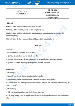 Bộ 5 Đề thi HK2 môn Sinh Học 8 năm 2021 Trường THCS Hành Nhân có đáp án
