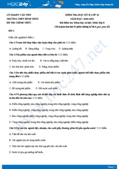 Bộ 4 đề thi HK2 môn Địa lí 10 năm 2021 - Trường THPT Bình Thủy có đáp án