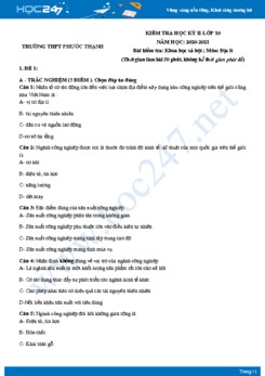 Bộ 5 đề thi HK2 môn Địa lí 10 năm 2021 - Trường THPT Phước Thạnh có đáp án