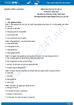 Bộ 5 đề thi HK2 môn Địa lí 10 năm 2021 - Trường THPT Lam Hồng có đáp án