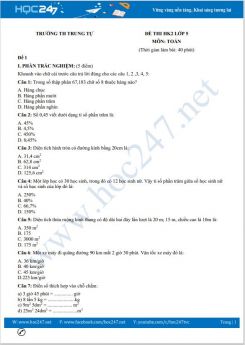 Bộ 5 đề thi HK2 môn Toán lớp 5 có đáp án Trường TH Trung Tự