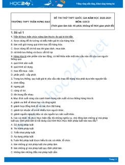 Bộ 5 đề thi thử THPT QG năm 2021 môn GDCD Trường THPT Trần Hưng Đạo