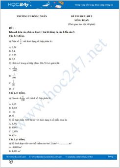 Bộ 5 đề thi HK2 môn Toán lớp 5 có đáp án Trường TH Đồng Nhân