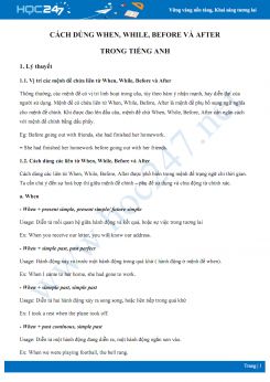 Cách dùng When, While, Before và After trong Tiếng Anh