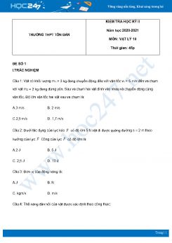 Bộ 5 đề thi HK2 môn Vật Lý 10 năm 2021 có đáp án Trường THPT Tôn Đản