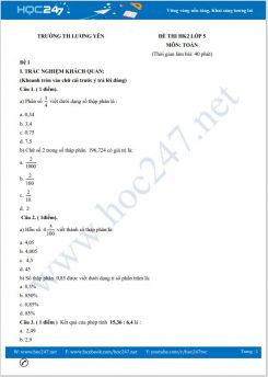 Bộ 5 đề thi HK2 môn Toán lớp 5 có đáp án Trường TH Lương Yên