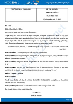 Bộ 5 đề thi HK2 môn Ngữ văn 8 năm 2021 Trường THCS Tân Hạnh