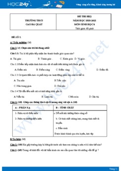 Bộ 5 Đề thi HK2 môn Sinh Học 8 năm 2021 Trường THCS Cao Bá Quát có đáp án