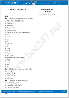 Bộ 5 đề thi HK2 môn Toán lớp 5 có đáp án Trường TH Tô Hoàng