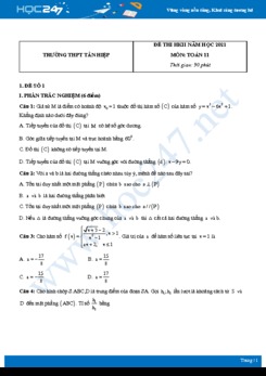 Bộ 5 đề thi HKII năm 2021 môn Toán 11 - Trường THPT Tân Hiệp