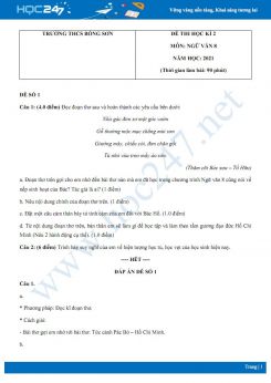 Bộ 5 đề thi HK2 môn Ngữ văn 8 năm 2021 Trường THCS Bồng Sơn