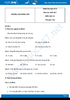 Bộ 5 đề thi HK2 môn Địa Lý 8 năm 2021 có đáp án Trường THCS Đồng Tiến