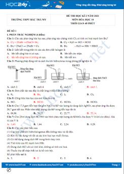 Bộ 5 đề thi HK2 môn Hóa học 10 có đáp án năm 2021 Trường THPT Bắc Trà My