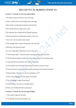 Bài tập về câu bị động có đáp án